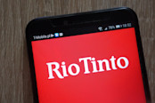 Rio Tinto logo on smartphone