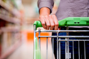 Closeup of shopper with trolley