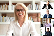 Advisor on a video call with clients