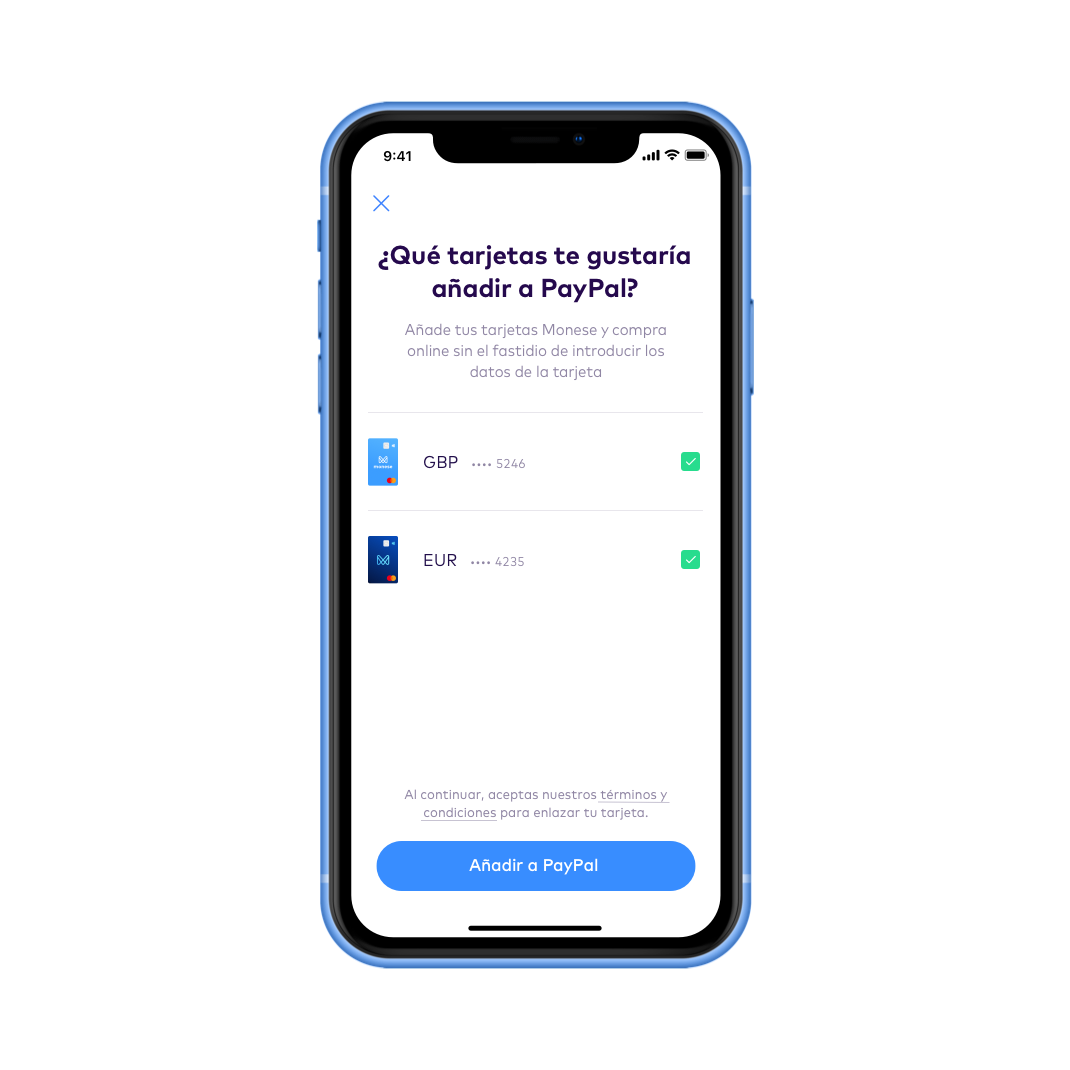 ES Add Monese to oyur PayPal wallet