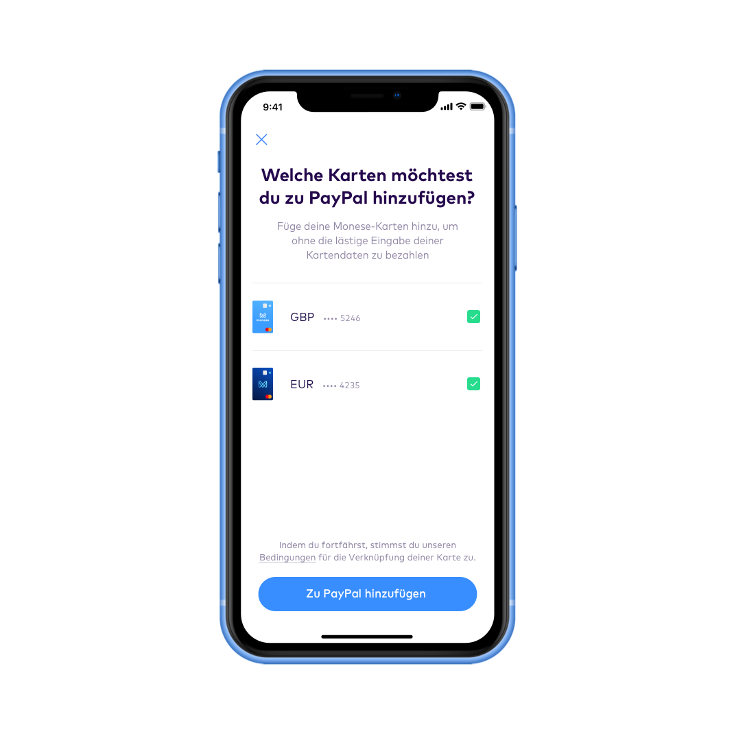 DE Add Monese to oyur PayPal wallet