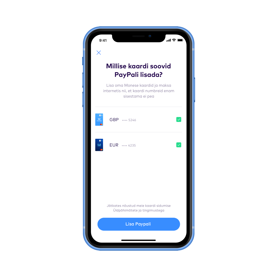 ET Add Monese to oyur PayPal wallet