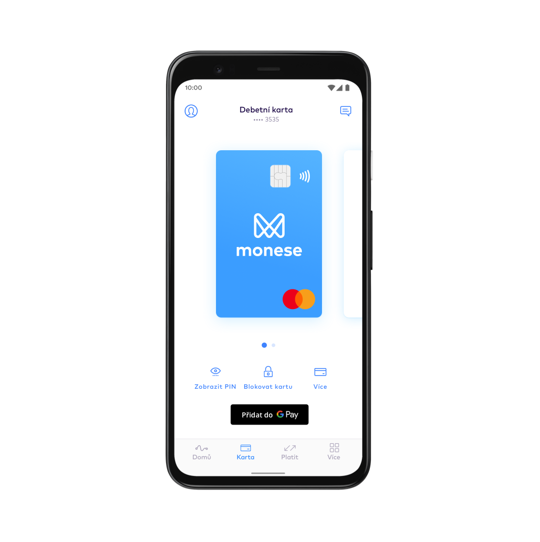 CZ Set up Google Pay with Monese