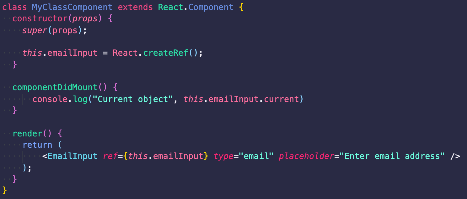 class component defining a ref