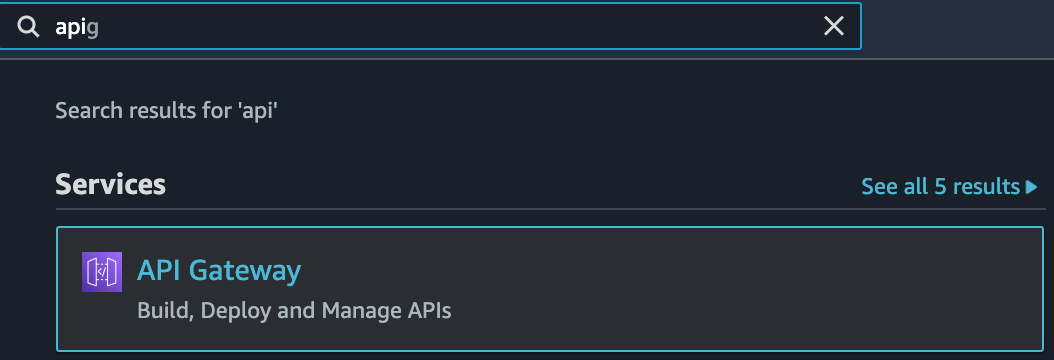 API Gateway search result
