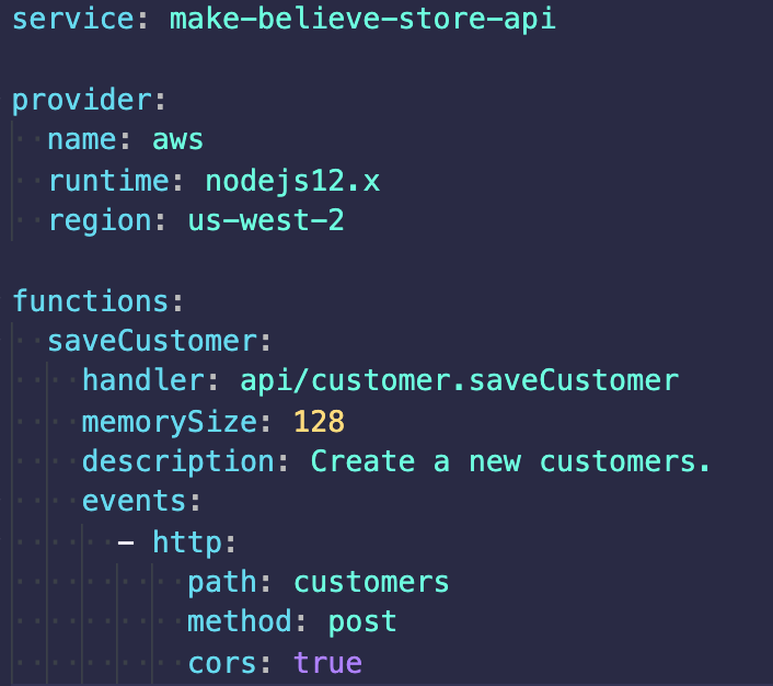 Make believe store api code