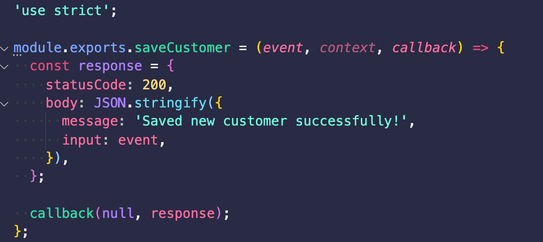 saveCustomer lambda function