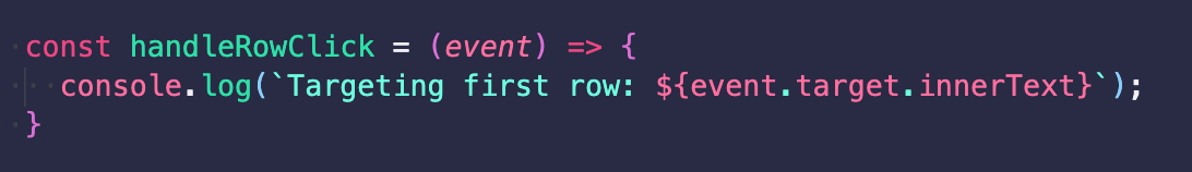 handleRowClick event handler