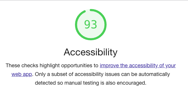 Accessibility score of 93.