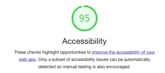 Accessibility score of 95.