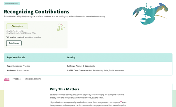 Sample screen from schoolwide practice. Sample screen from schoolwide practice.