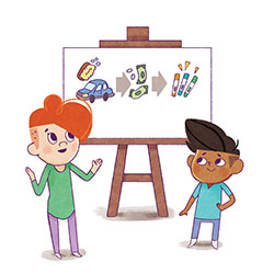 kids with easel illustration