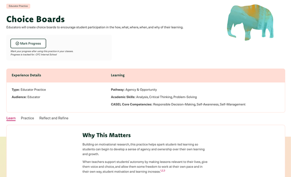 Sample screen from schoolwide practice. Sample screen from schoolwide practice.