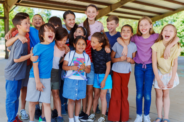 Kids standing together at camp. Kids standing together at camp.
