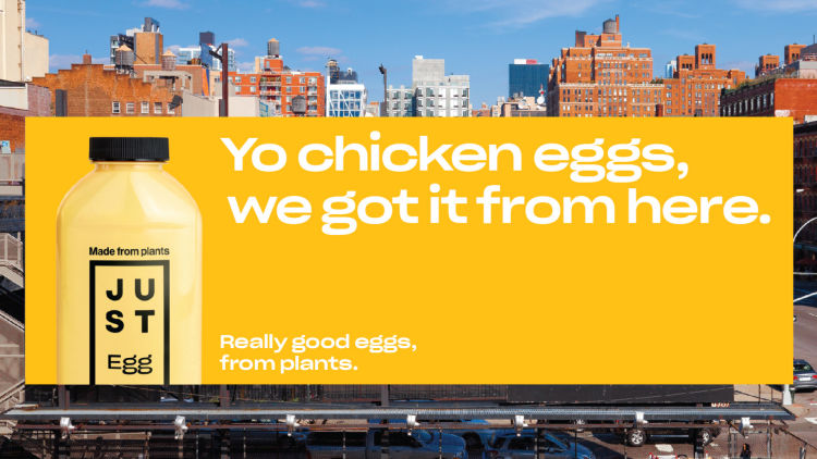 mythology-just-egg-bean-plant-based-healthy-yo-chicken-eggs-headline-billboard-advertisement-marketing-photo-image