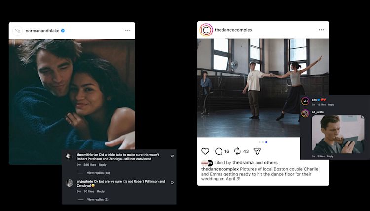 the-drama-mythology-a24-movies-films-zendaya-robert-pattinson-social-media-marketing-posts-instagram