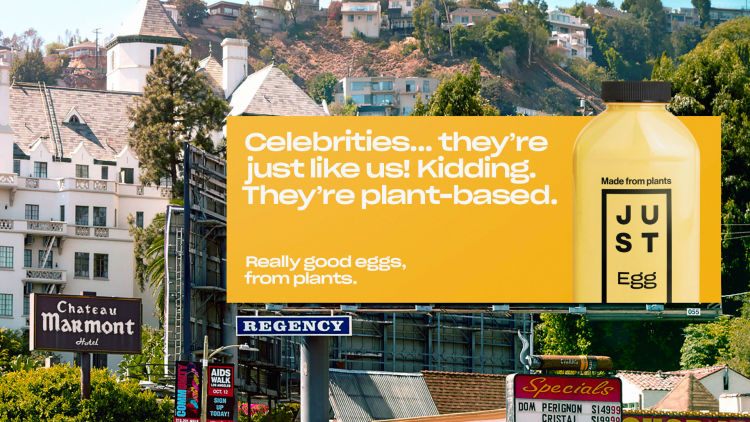 mythology-just-egg-bean-plant-based-healthy-advertising-marketing-billboard-celebrities-headline