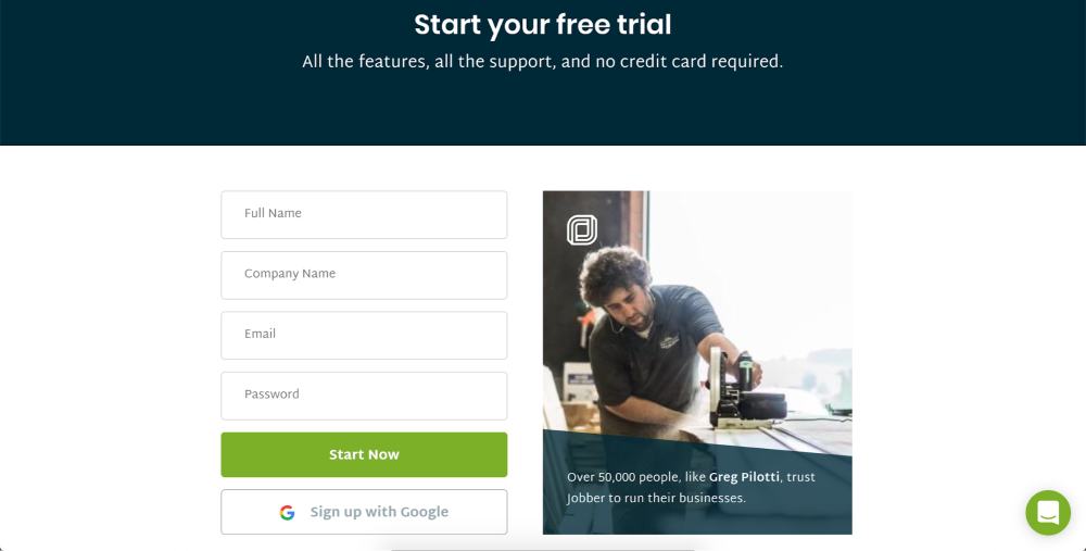 Start your free trial on Jobber