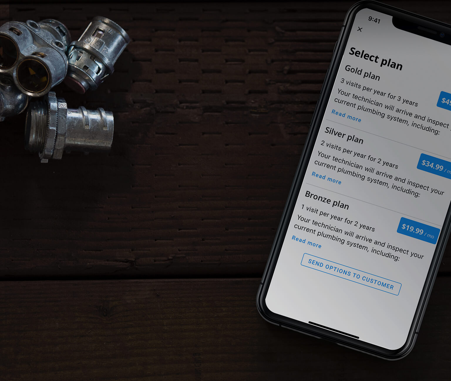 Housecall Pro's maintenance agreement software on an iPhone 11