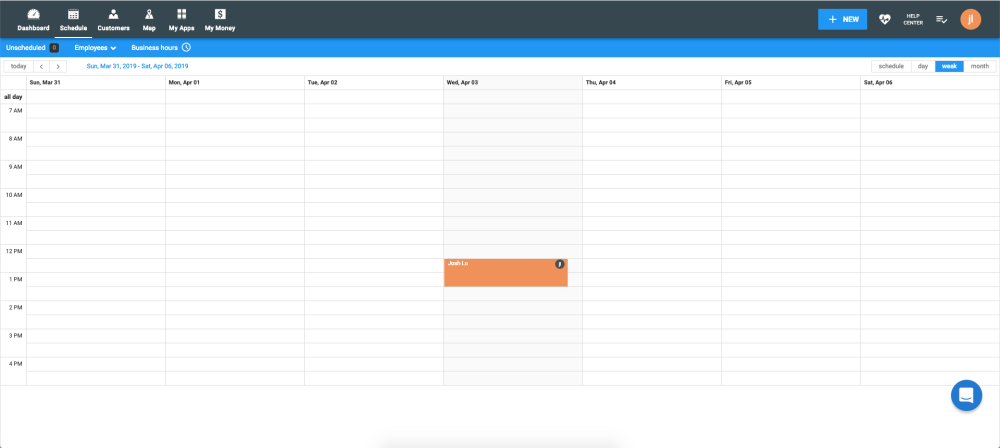 Schedule view on Housecall Pro