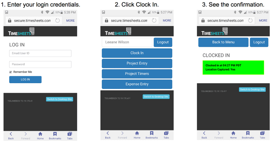 timesheets screenshot