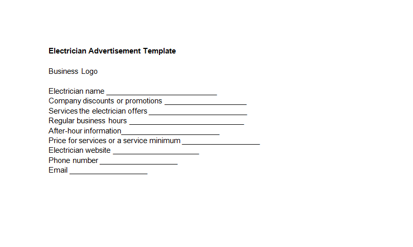 Electrician Advertisement Template