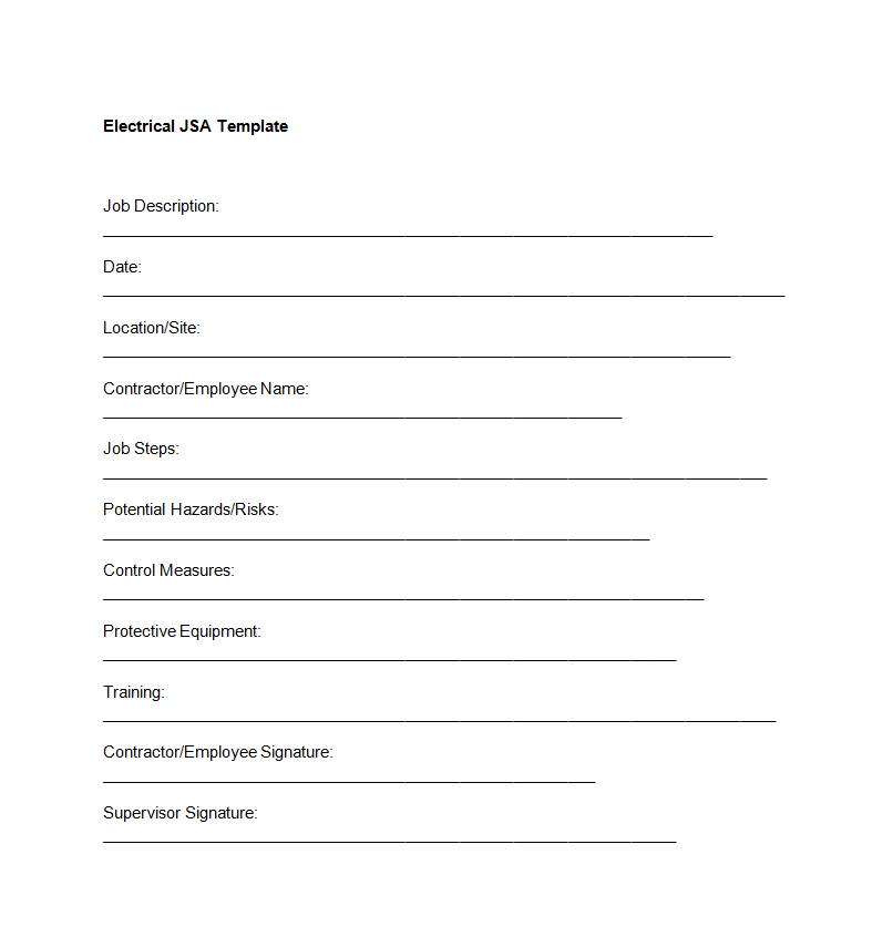 Electrical JSA Template