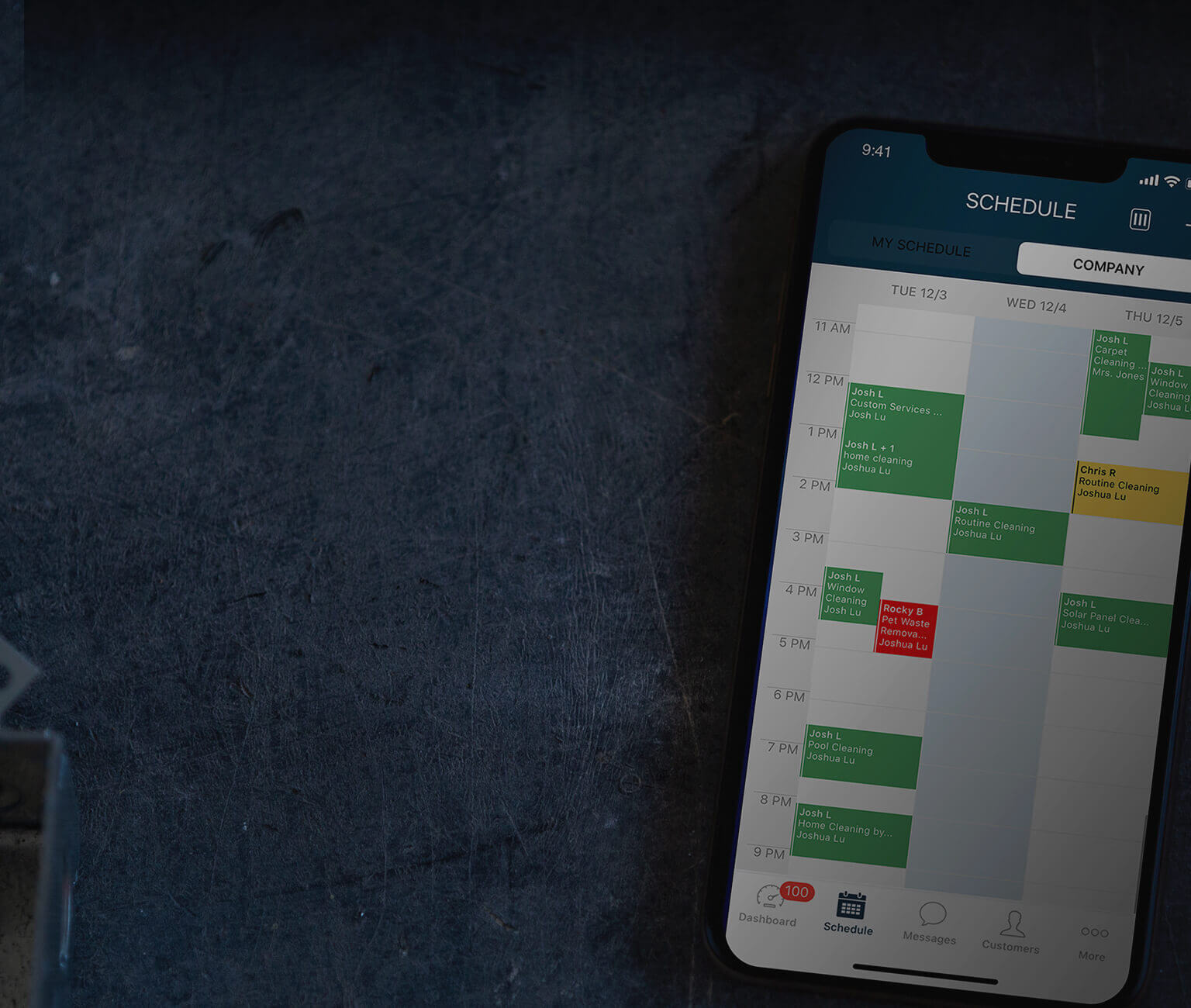 Housecall Pro's scheduling software on an iPhone 11