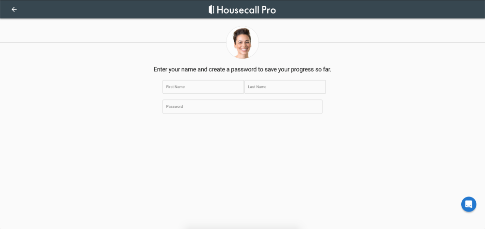 Enter your name and password on Housecall Pro