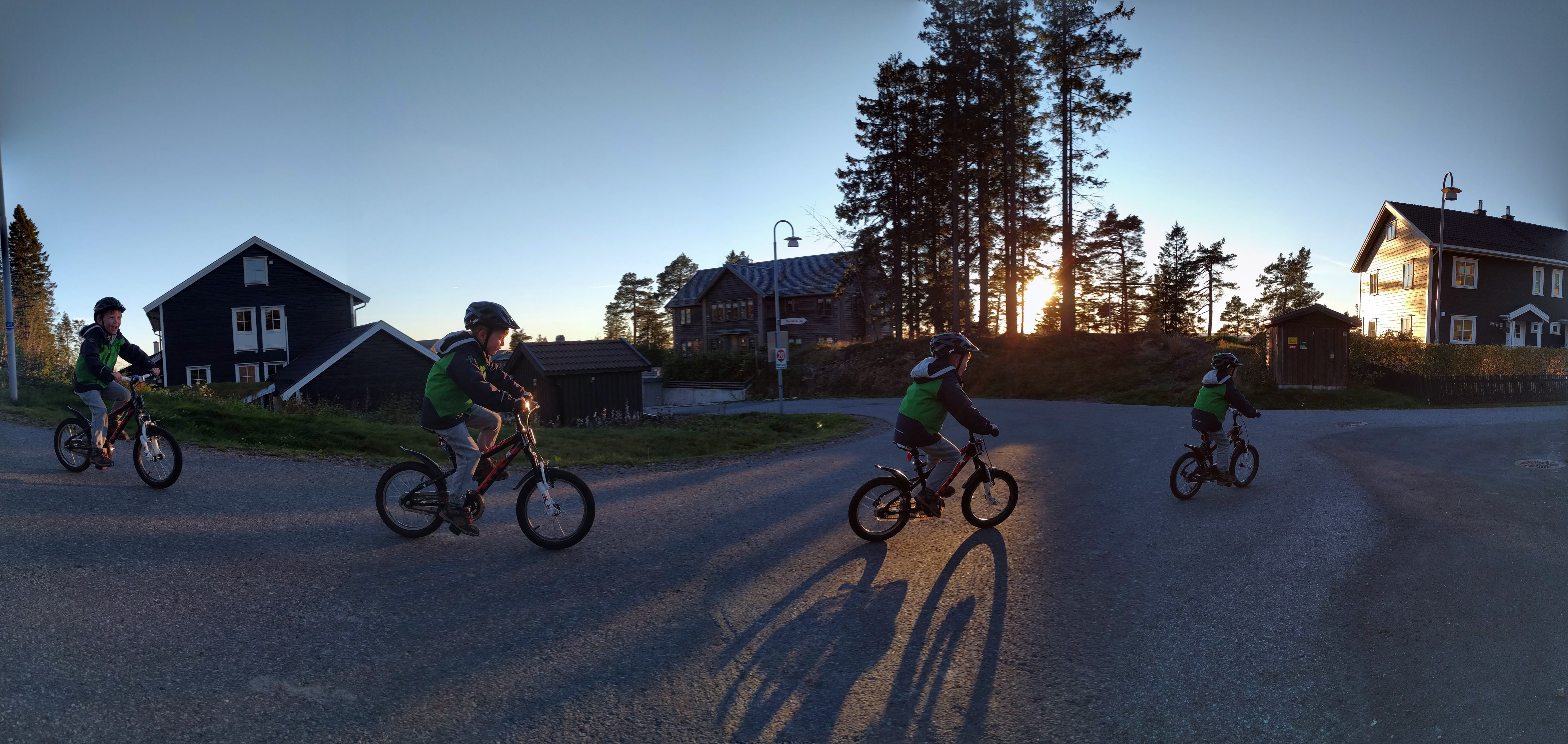 A boy on his bicycle.