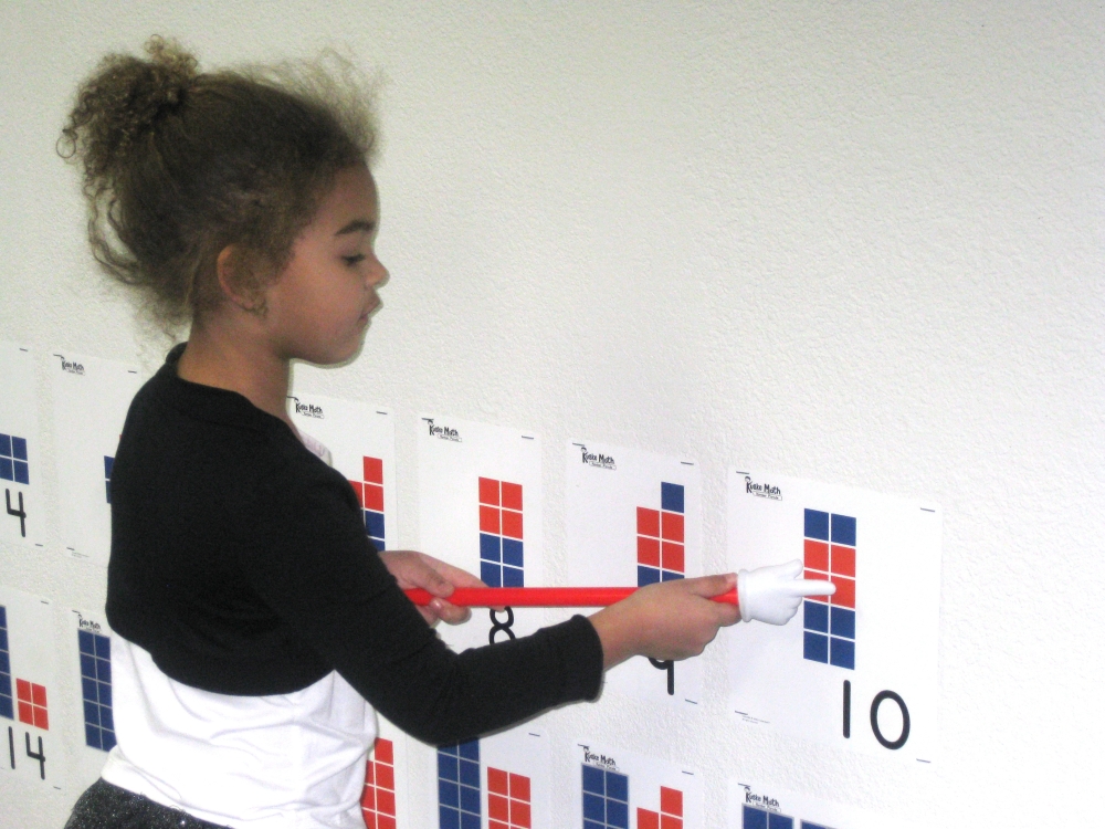 Girl pointing to number parade