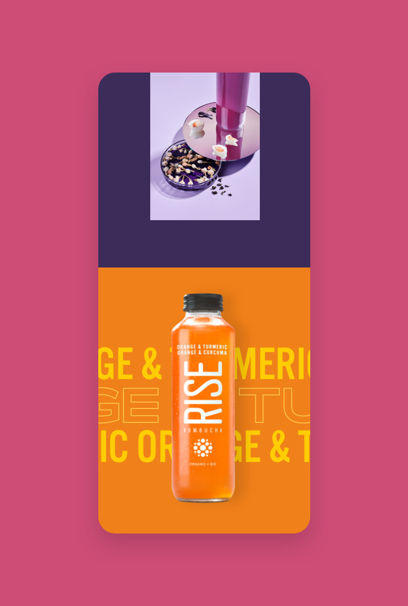 Mobile Mockups for Rise Kombucha new flavours microsite