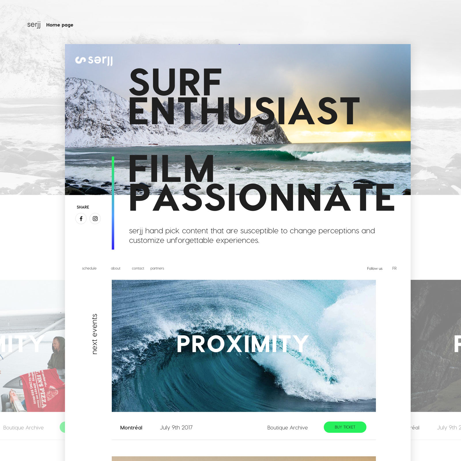 Serjj OuiSurf Home page - Mill3 Web Design