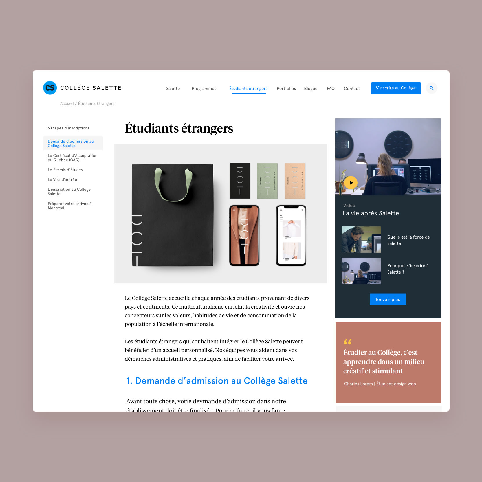 MILL3 landing page tool mobile mockups for College Salette WordPress CMS