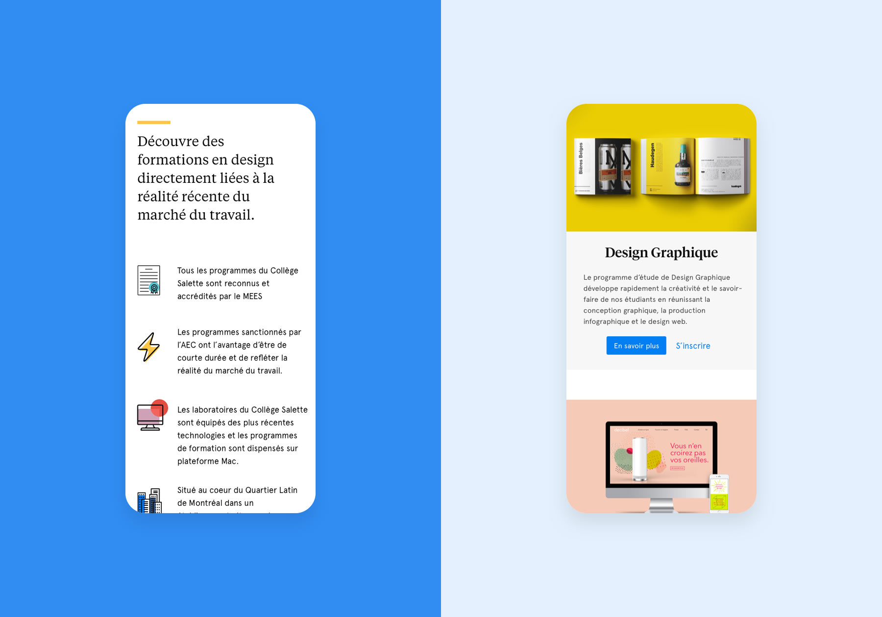 College Salette Montreal design school site mobile