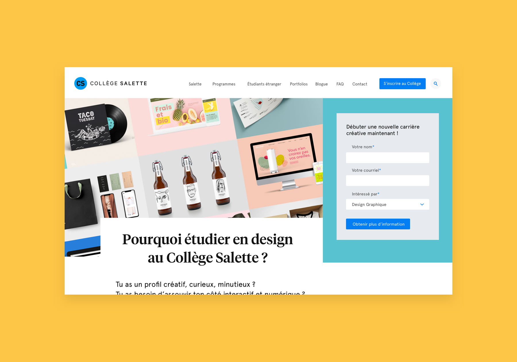 MILL3 landing page tool desktop mockups for College Salette WordPress CMS