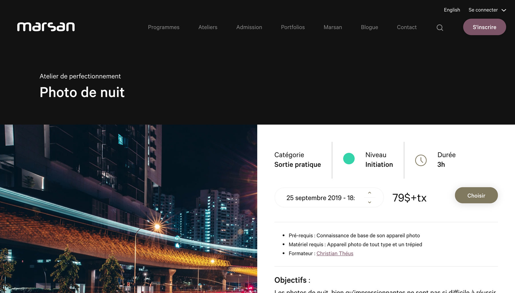 MARSAN ATELIER detail page desktop UX/UI