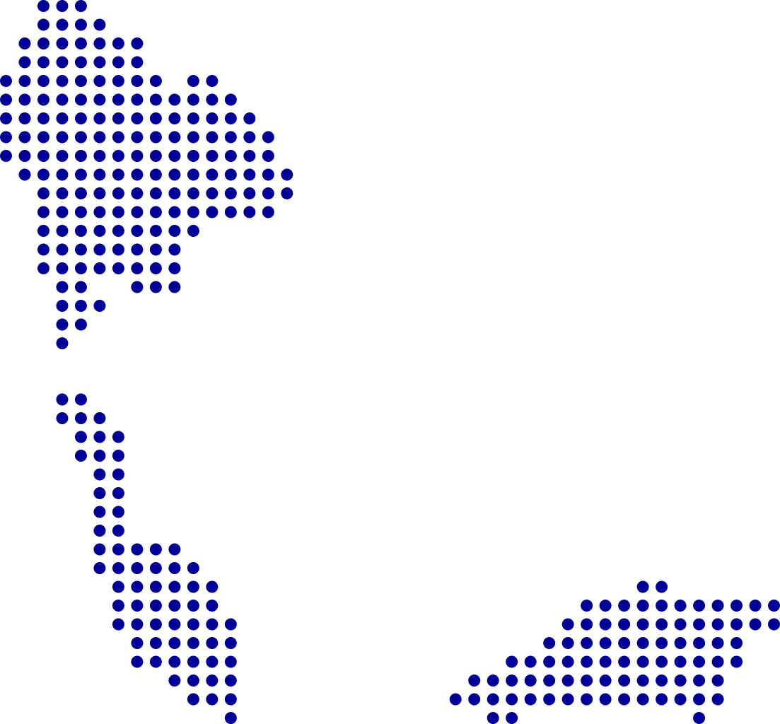 A dotted map of the Southeast Asia
