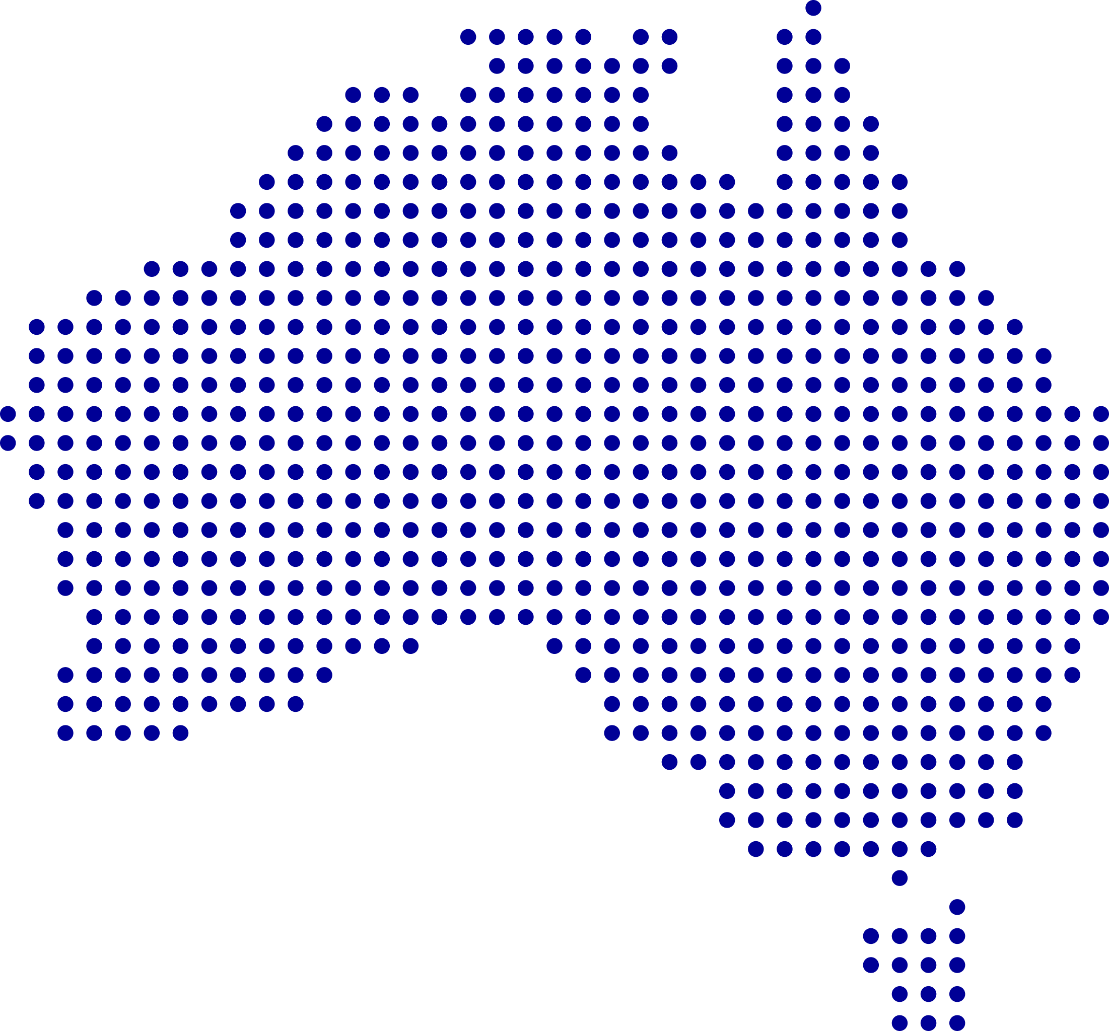 A dotted map of the Australia
