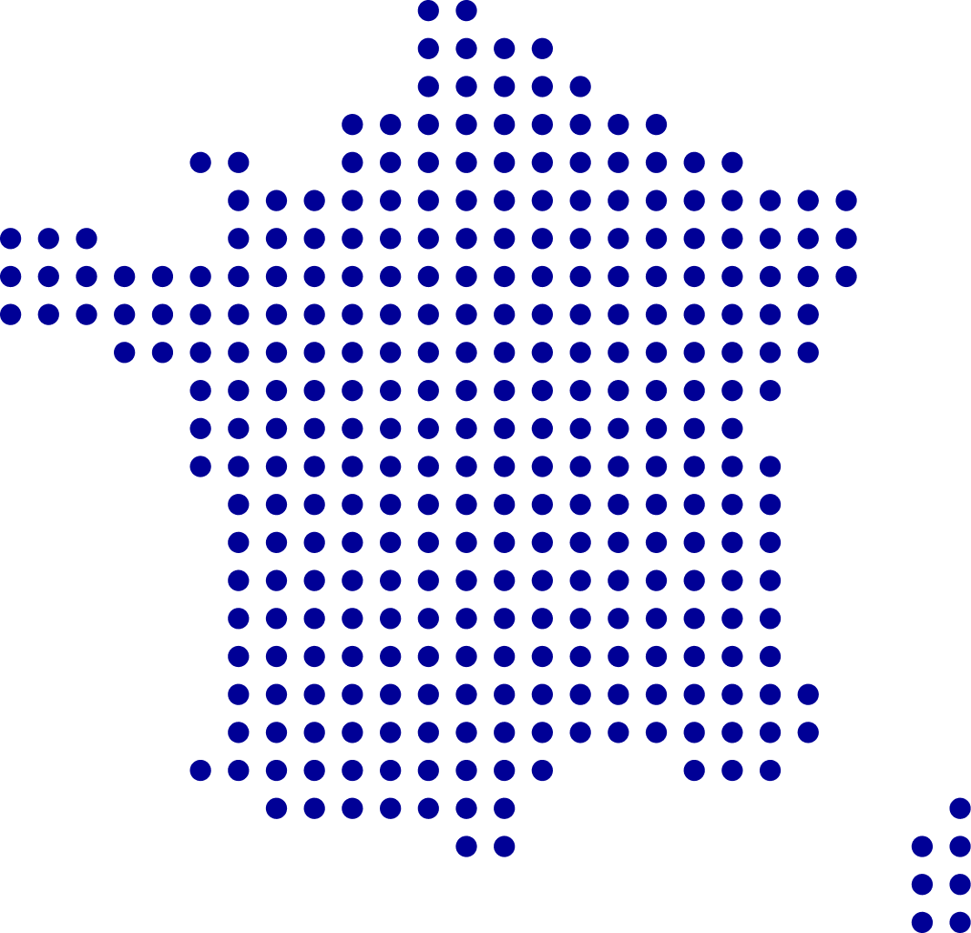 A dotted map of the France
