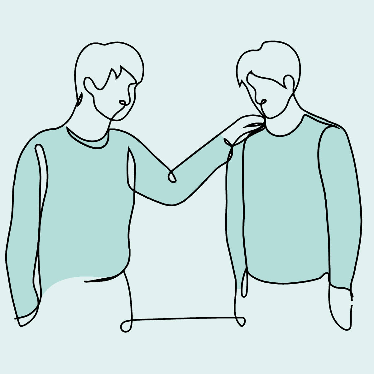 A man is comforting another man