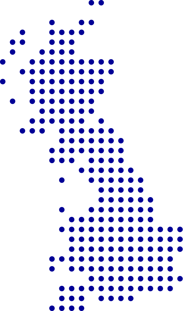 A dotted map of the United Kingdom