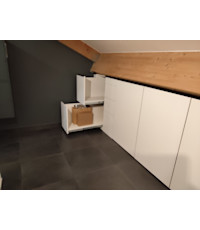 Egger W980 blanc Kaolin. poignée de tirage Alu anodisé noire au Ml. Guidage au sol des meubles avec butée. Egger W980 blanc Kaolin. poignée de tirage Alu anodisé noire au Ml. Guidage au sol des meubles avec butée.