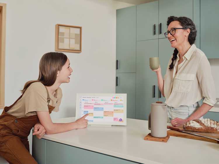 Mom and daughter with calendar