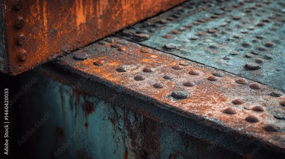 Close up of rusty steel beams