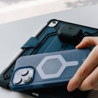 UAG Essential Armor iPhone 15 Pro Max Case iPhone 15 Pro Max in Cloud Blue lifestyle view