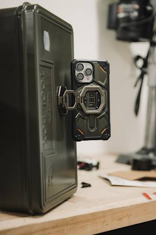 UAG Monarch Mag2 Dual Magnetic Ring Stand Magnetic Ring Stand case in Gunmetal lifestyle view