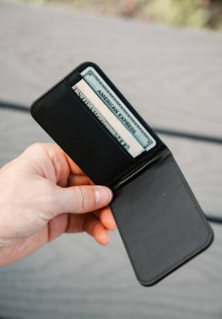 UAG Metropolis Vegan Leather MagSafe Wallet Wallets case in Black lifestyle view