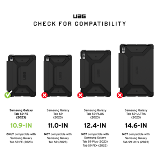 UAG Metropolis SE Series Galaxy Tab S9 FE 10.9" Case Tab S9 FE 10.9" in Black detail view