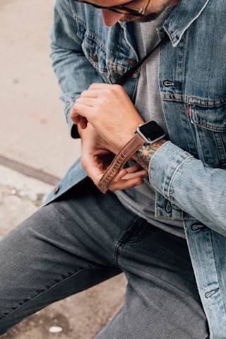 UAG Leather Strap for Apple Watch Apple Watch case in Brown lifestyle view